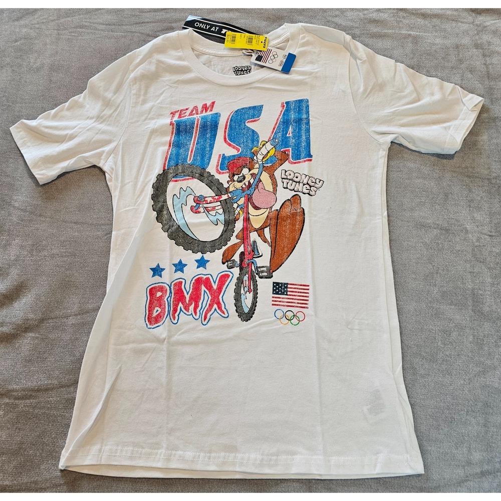 Youth Tasmanian Devil White Team USA Looney Tunes BMX T-Shirt Large 14/16 Tillys